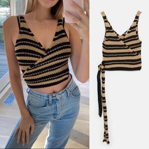 Zara Striped Knit Wrap Tank Sweater